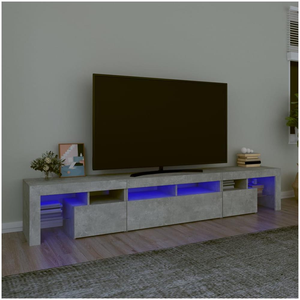 Mobile Porta Tv Con Luci Led Grigio Cemento 230x36,5x40 Cm - Foto 1