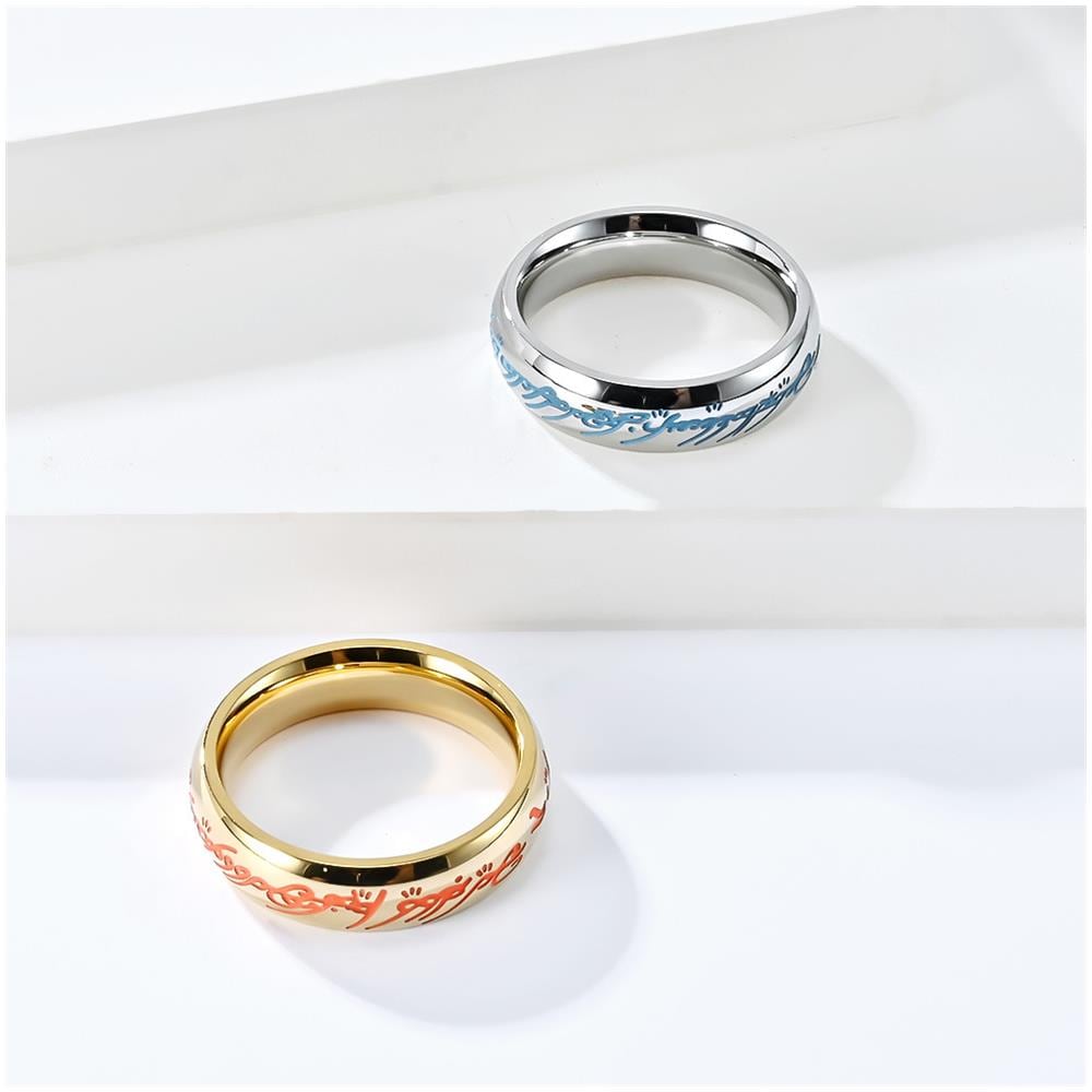 Anello Con Scritta In Acciaio Al Titanio Gold 19 Mm - Foto 5