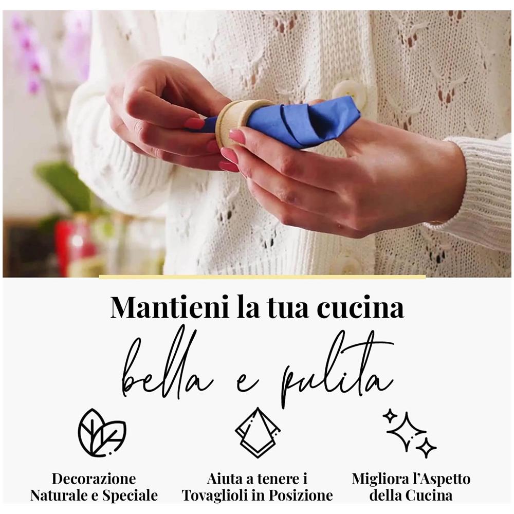 Set Di 6 Portatovaglioli In Legno Decorativi Per Tavola - Foto 2