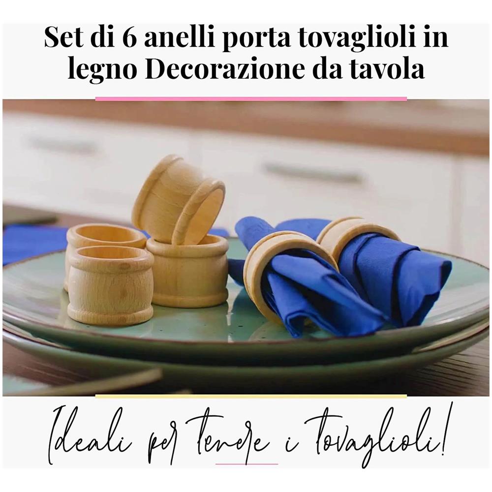 Set Di 6 Portatovaglioli In Legno Decorativi Per Tavola - Foto 3
