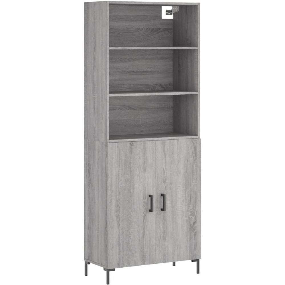 Credenza Grigio Sonoma 69,5x34x180 Cm In Legno Multistrato - Foto 2