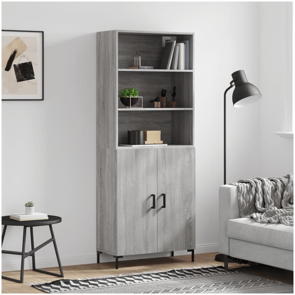 Credenza Grigio Sonoma 69,5x34x180 Cm In Legno Multistrato - Foto 1