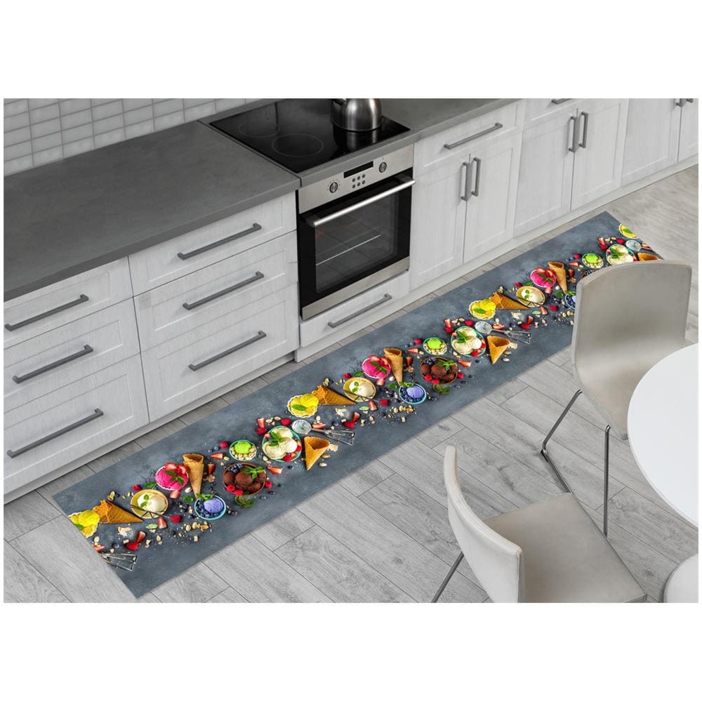 Tappeto Passatoia Cucina Antiscivolo Sottolavello Digitale Disegni Floreali 50x115 Gelato - Foto 1