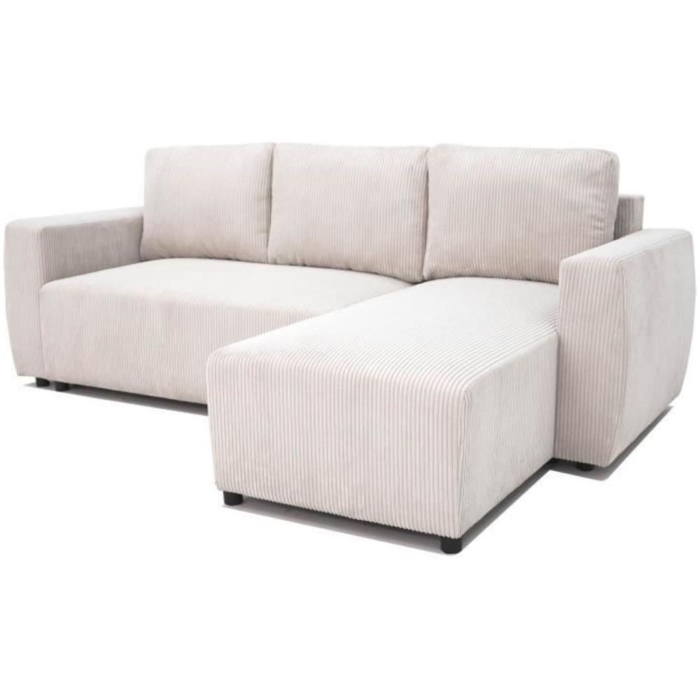 Divano Angolo Reversibile 3-4 Luoghi - Velluto A Coste Beige, Cassa Di Stoccaggio - 230 X 155 X Altezza 71-95 Cm - Foto 1