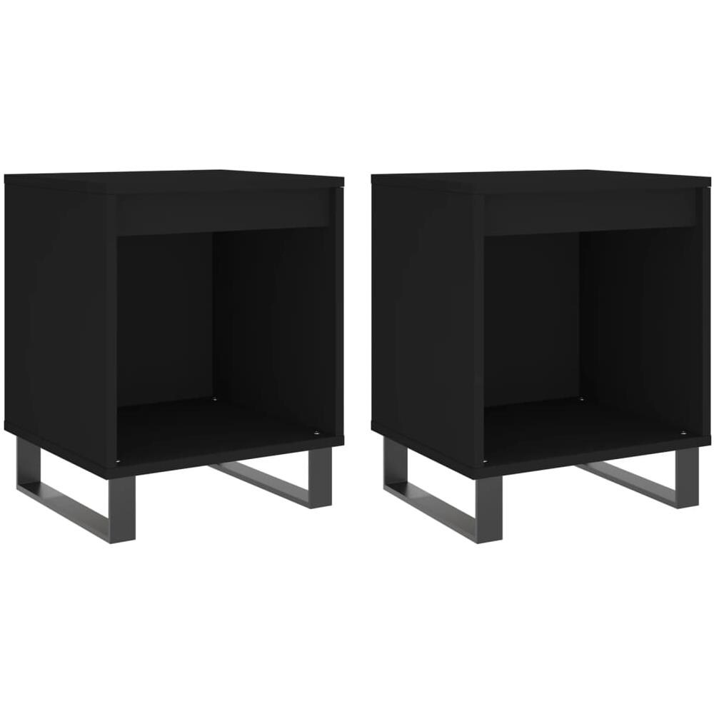 Comodini 2pz Neri 40x35x50 Cm In Legno Multistrato - Foto 2