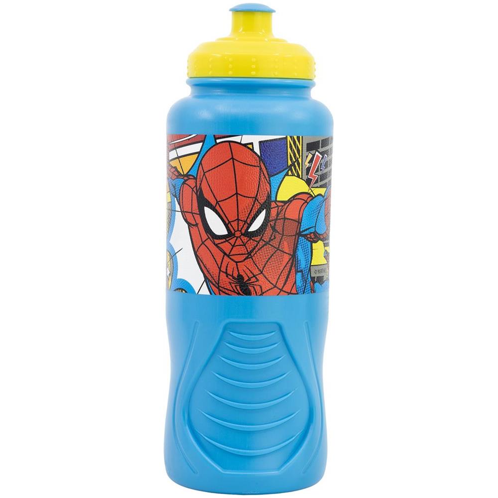 Borraccia Azzurra Per Bambini In Plastica Spiderman Uomo Ragno 400 Ml Con Chiusura Antigoccia E Banda Antiscivolo - Foto 2