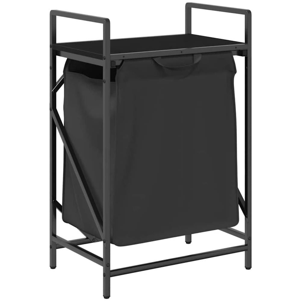 Cesto della Biancheria 1 Scomparto con Ripiano Rovere Nero - Foto 1