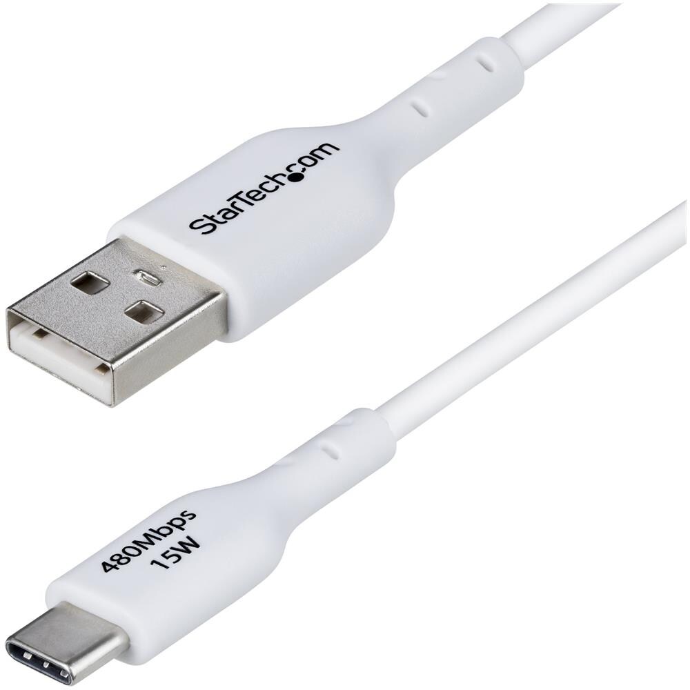 Cavo di ricarica da USB-A a USB-C da 1 m, carica e sincronizzazione, 3A, USB 2.0, rivestimento in TPE - Cavo di ricarica USB Bianco - Foto 1