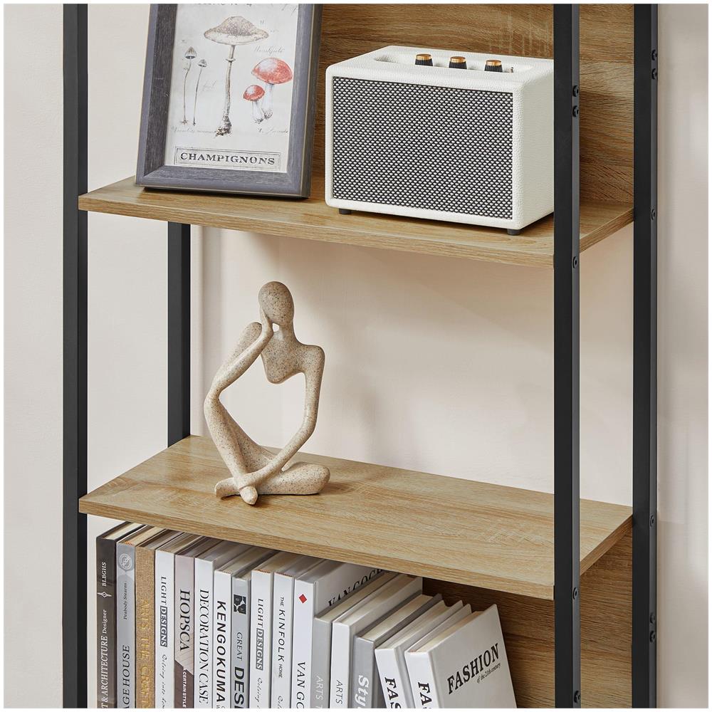 Libreria - 6 ripiani in rovere Sonoma con struttura nera per organizzare e riporre oggetti - Foto 2