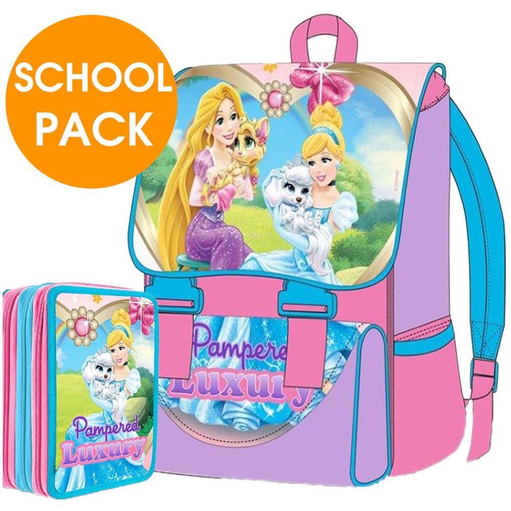 Kit Scuola School Pack Zaino Estensibile con Astuccio 3 Zip Principesse - Foto 1