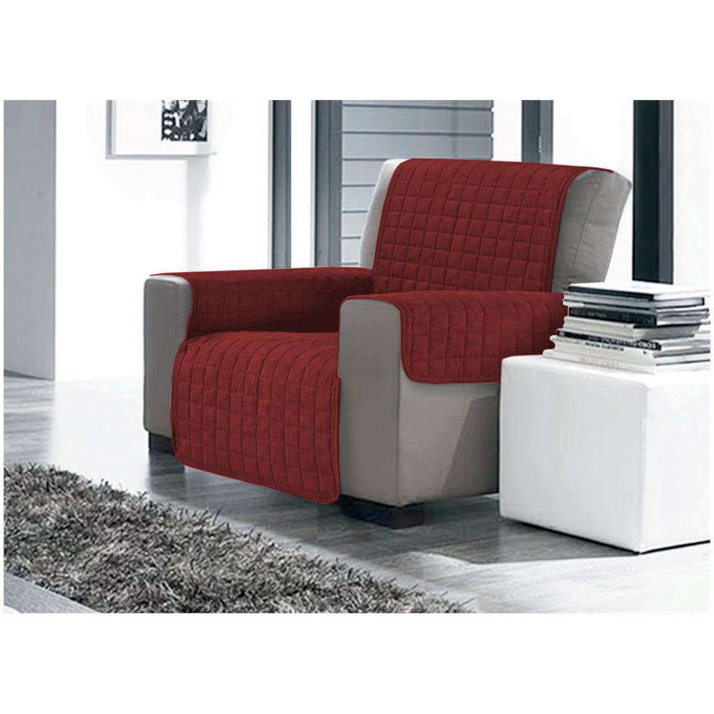 Copridivano Copripoltrona Trapuntato Antimacchia In Tinta Unita Willy Bordeaux Poltrona Bordeaux - Foto 1