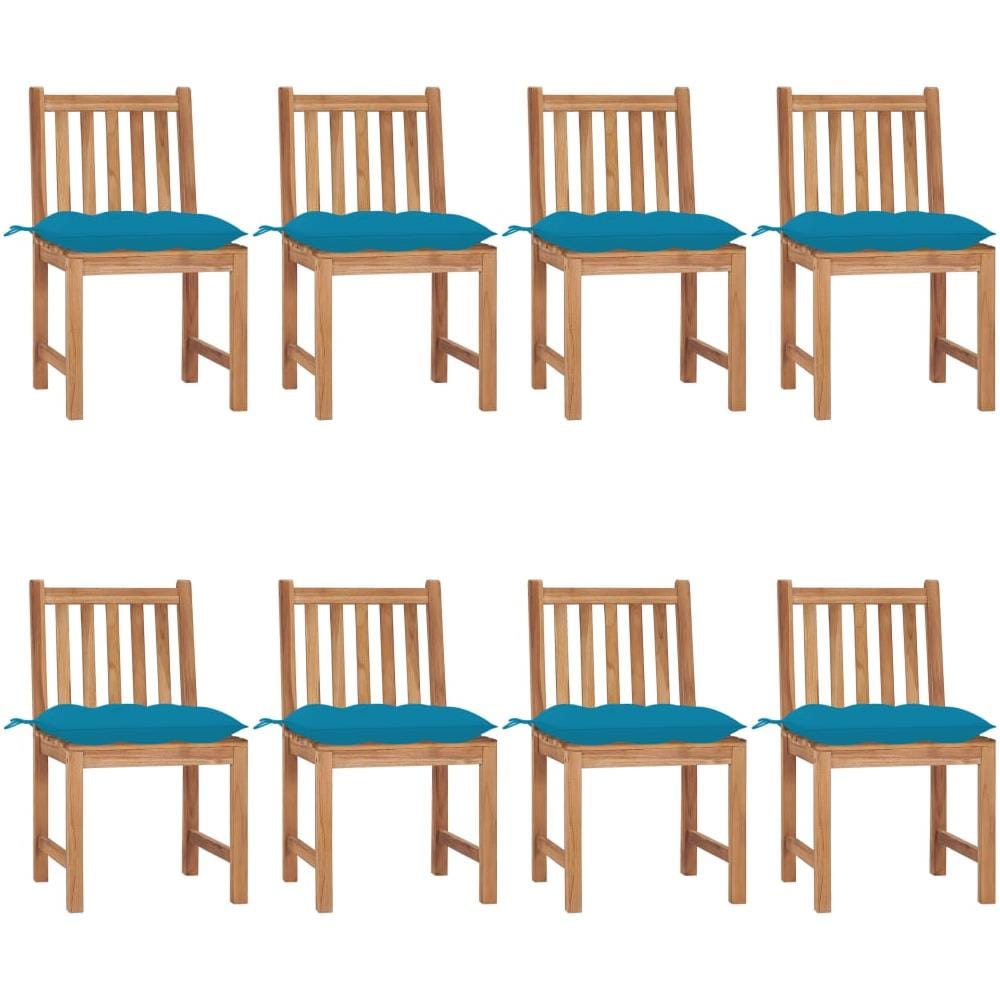 Sedie da Giardino con Cuscini 8 pz in Legno Massello di Teak - Foto 1