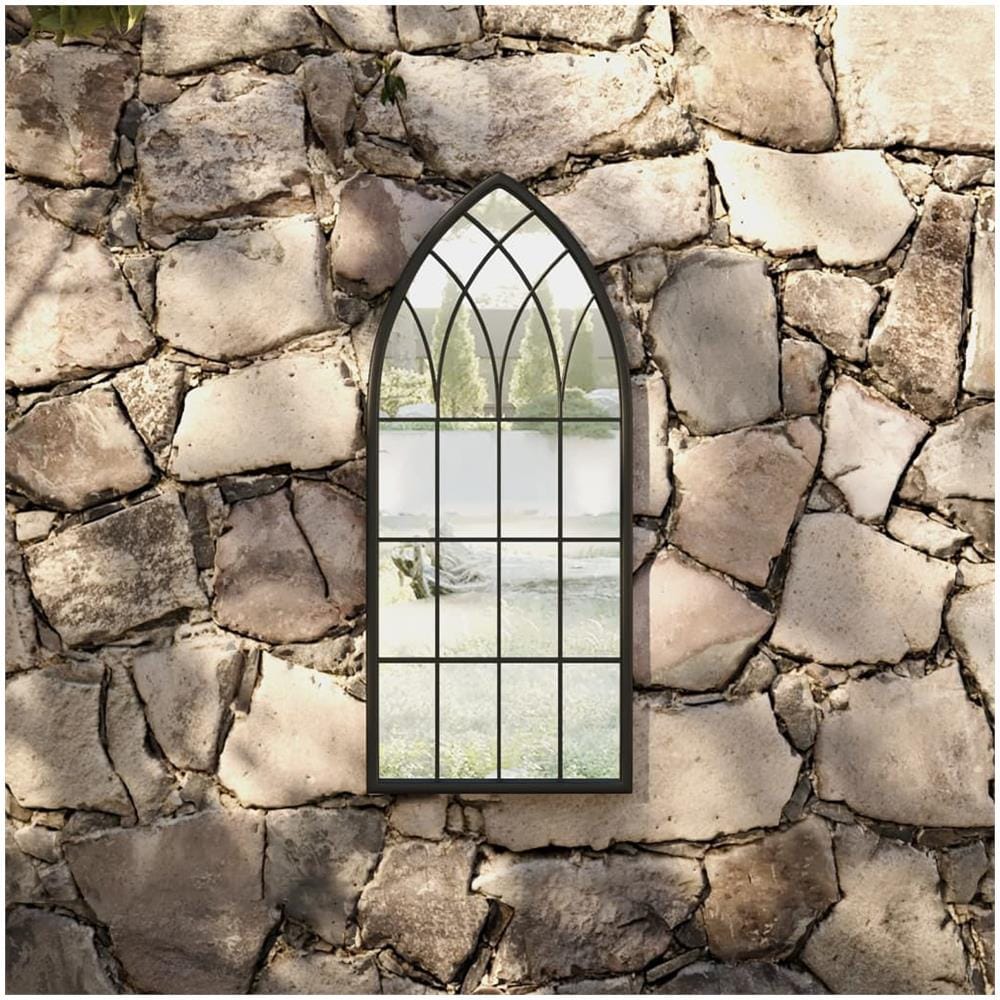 Specchio Da Giardino Nero 70x30 Cm In Ferro Per Uso Esterno - Foto 1