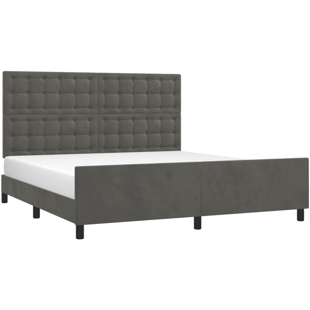 Giroletto Con Testiera Grigio Scuro 180x200 Cm In Velluto - Foto 4