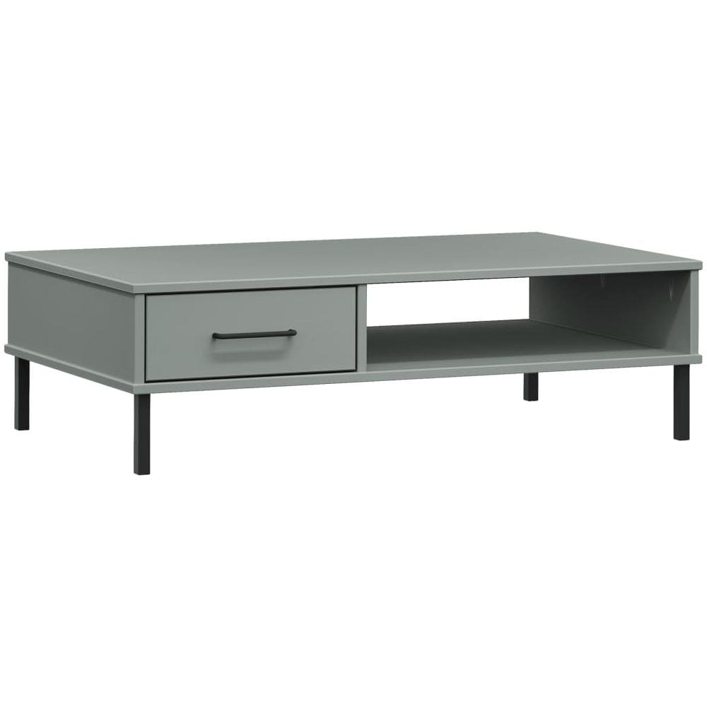 Tavolino Salotto Gambe Metallo Grigio Legno Massello Pino Oslo - Foto 2