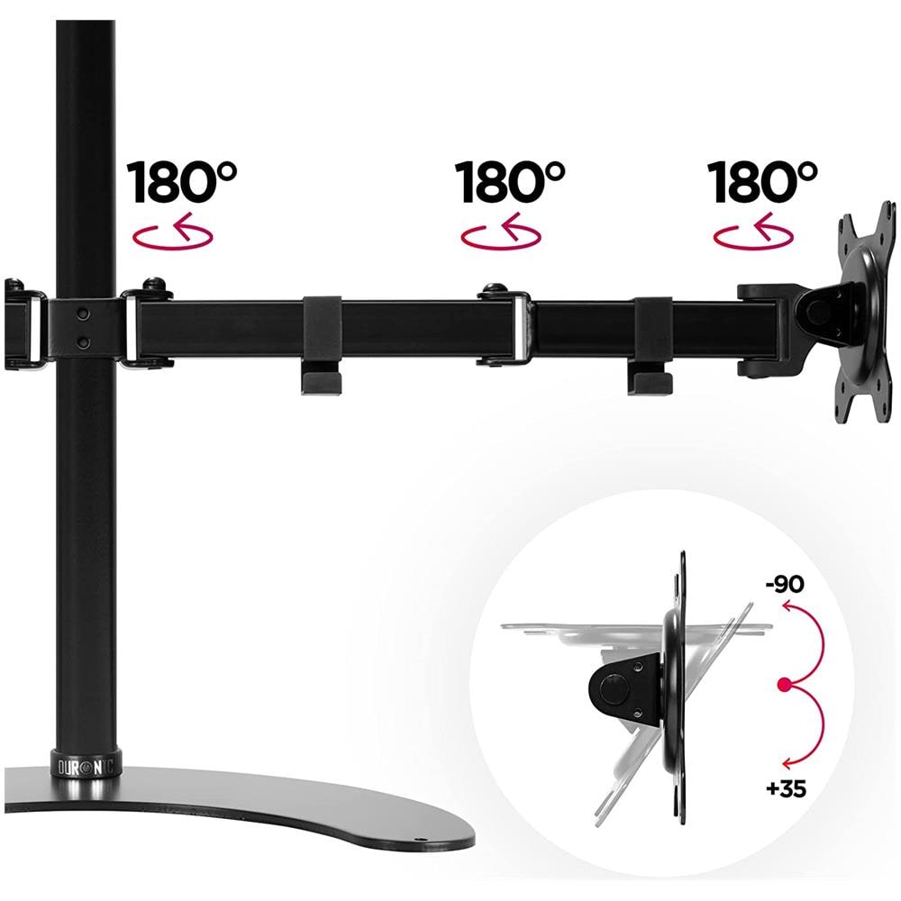 Dm15d2 Bk Supporto Monitor Da Scrivania - Supporto Con Piedistallo Per 2 Monitor 13”-27” - Altezza Regolabile - Adatto A Monitor Fino A 8 Kg - Foto 7