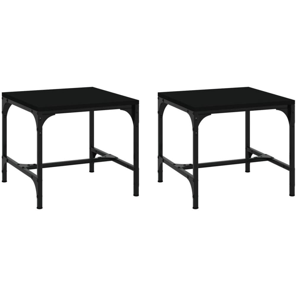Tavolini 2pz Nero 40x40x35 Cm In Legno Multistrato - Foto 2
