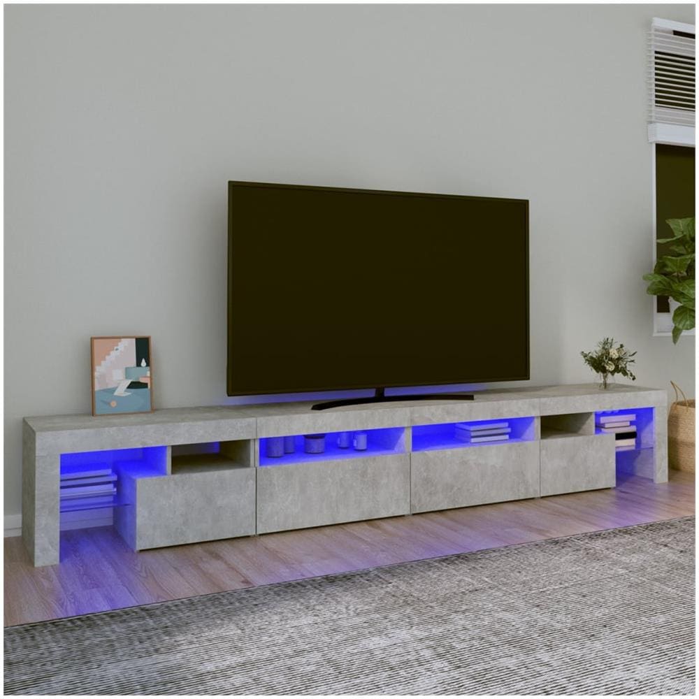 Mobile Porta TV con Luci LED Grigio Cemento 260x36,5x40 cm - Foto 1
