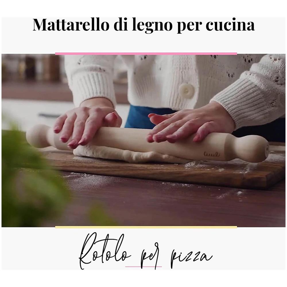 Mattarello Francese In Legno - Rullo Per Pizza 40 Cm - Foto 2