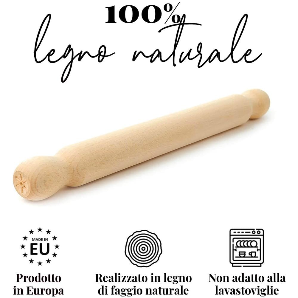 Mattarello Francese In Legno - Rullo Per Pizza 40 Cm - Foto 1