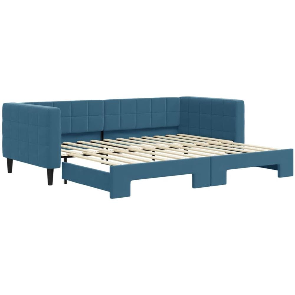 Divano Letto Con Letto Estraibile Blu 90x200 Cm In Velluto - Foto 2