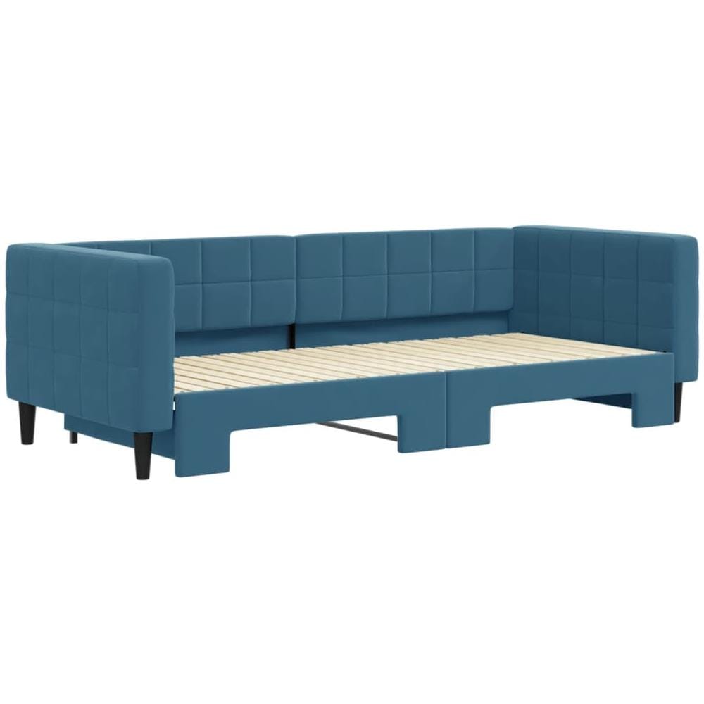 Divano Letto Con Letto Estraibile Blu 90x200 Cm In Velluto - Foto 3