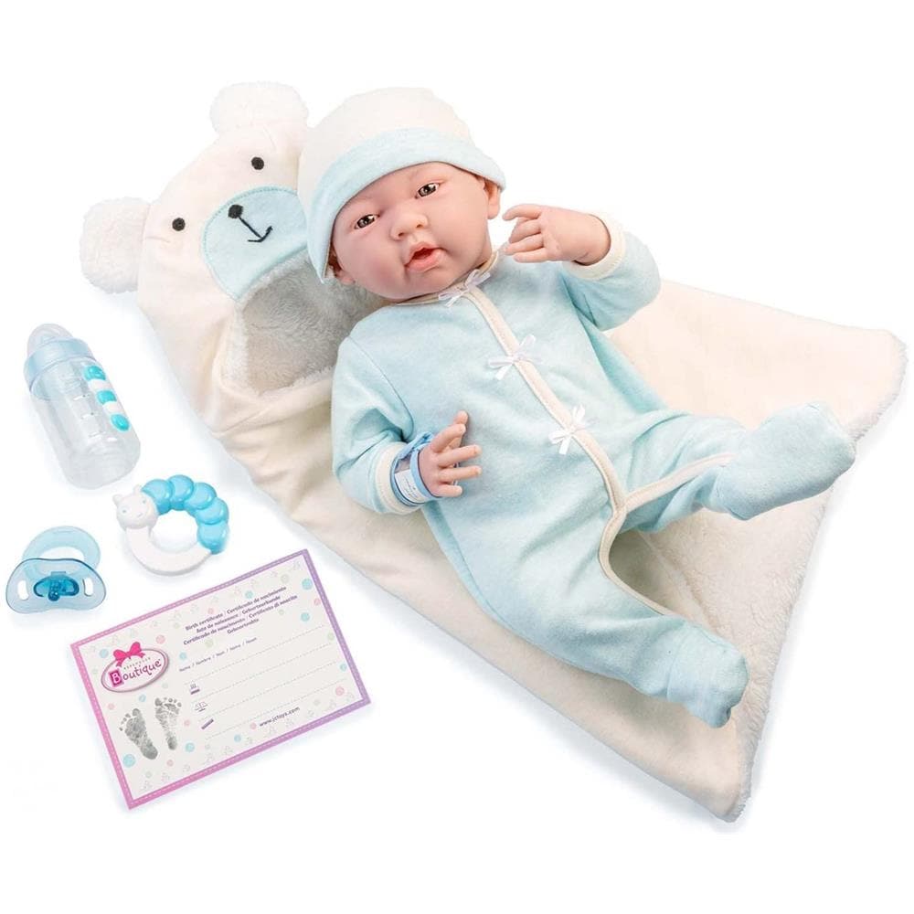 La Newborn Nursery Set Regalo Per Bambole Con Corpo Morbido Da 8 Pezzi, 155 Bambole Realistiche Morbide E Posizionabili Con Accessori Orsetto Blu Azzurro Dai 2 Anni In Su (18790) - Foto 1