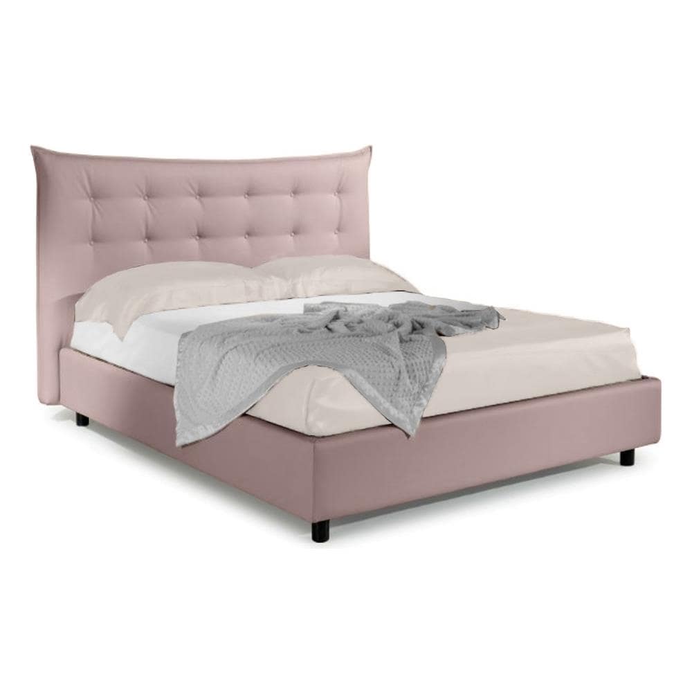 Letto Matrimoniale, Modello Joly, Un'interpretazione Di Un Modello Classico Ma Con Un Carattere Moderno, Rete A Doghe 140x200 Cm, Box Contenitore, Tessuto Giroletto Sfoderabile, Made In Italy - Foto 1