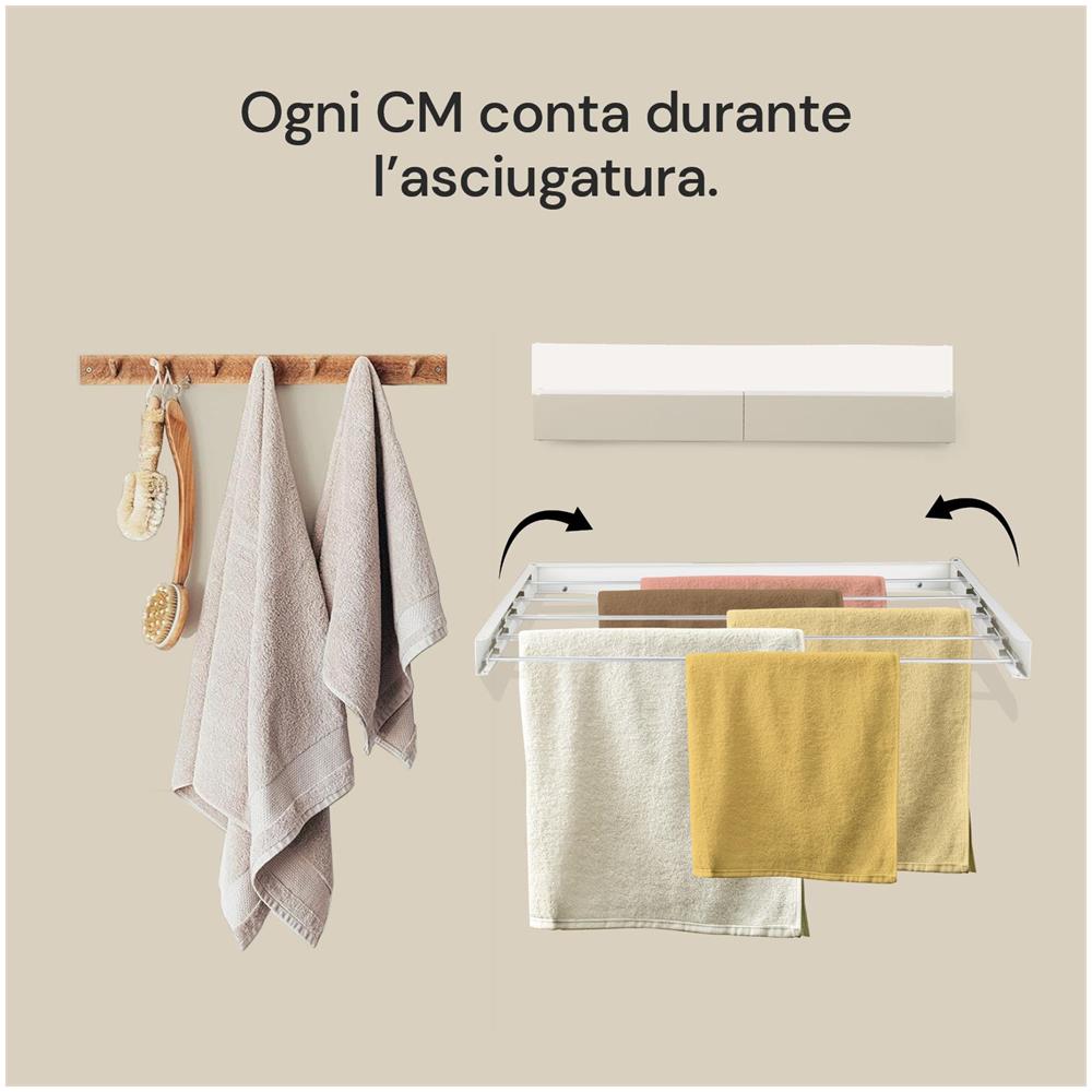 Stendibiancheria Da Parete, Salvaspazio, Per Interni ed Esterni, Stendino Retrattile, Robusto e Stabile, Design Moderno e Versatile, Ideale Per Spazi Limitati e Uno Stile di Vita Moderno - Foto 7