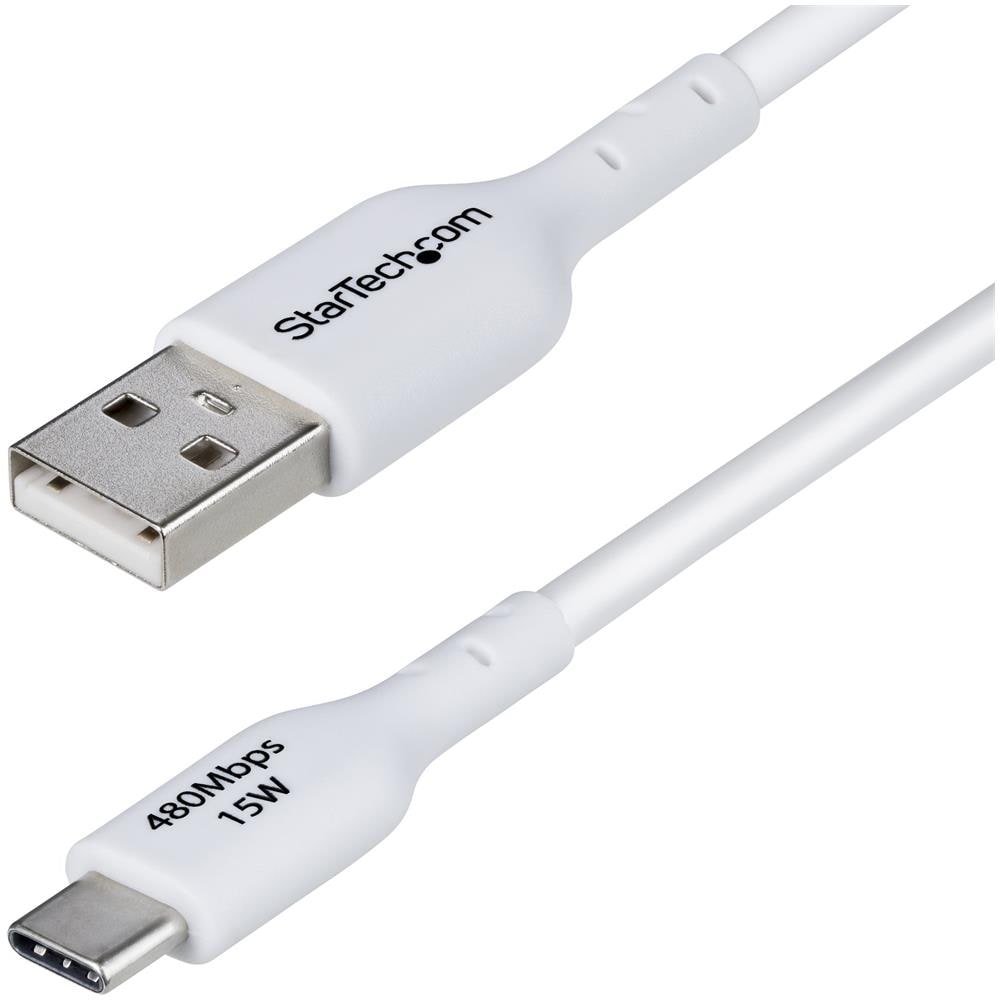 Cavo di Ricarica USB-A a USB-C da 2m - Cavetto di Carica Rapida USB-A a Type-C da 3A, Cavo Dati USB 2.0 rivestito in TPE - M /M - Bianco - Foto 1