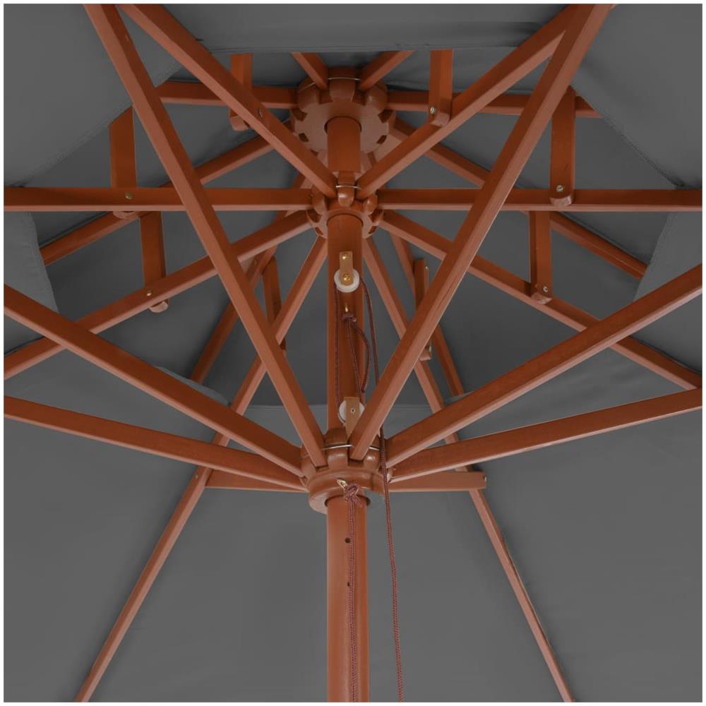 Ombrellone A Due Livelli Con Palo In Legno 270 Cm Antracite - Foto 2