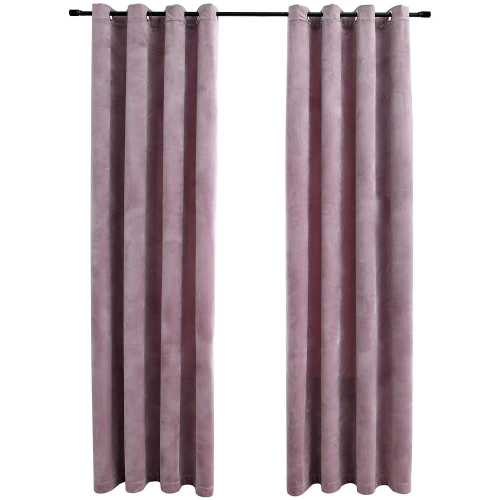 Tende Oscuranti Con Anelli 2pz Rosa Antico In Velluto 140x225cm - Foto 2