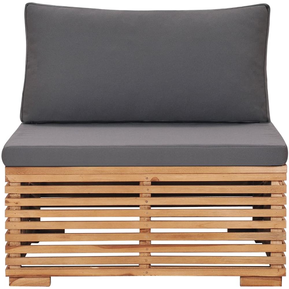 Divano Centrale Da Giardino Con Cuscino Grigio Massello Di Teak - Foto 2