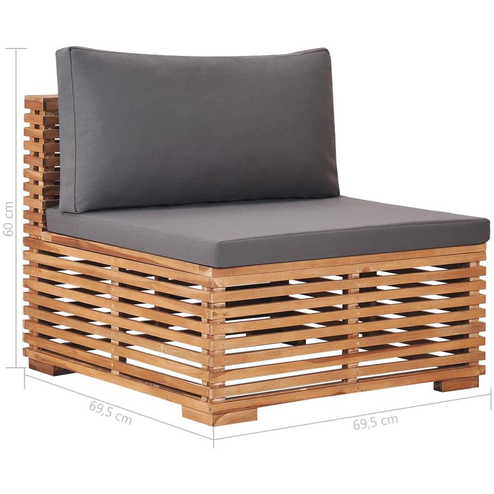 Divano Centrale Da Giardino Con Cuscino Grigio Massello Di Teak - Foto 7