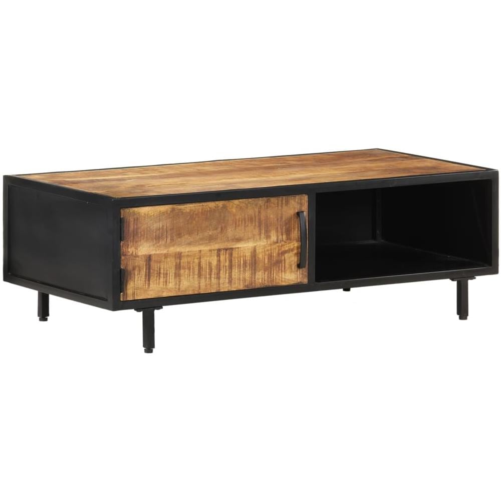 Tavolino Da Salotto 105x50x35 Cm In Legno Di Mango Grezzo - Foto 8