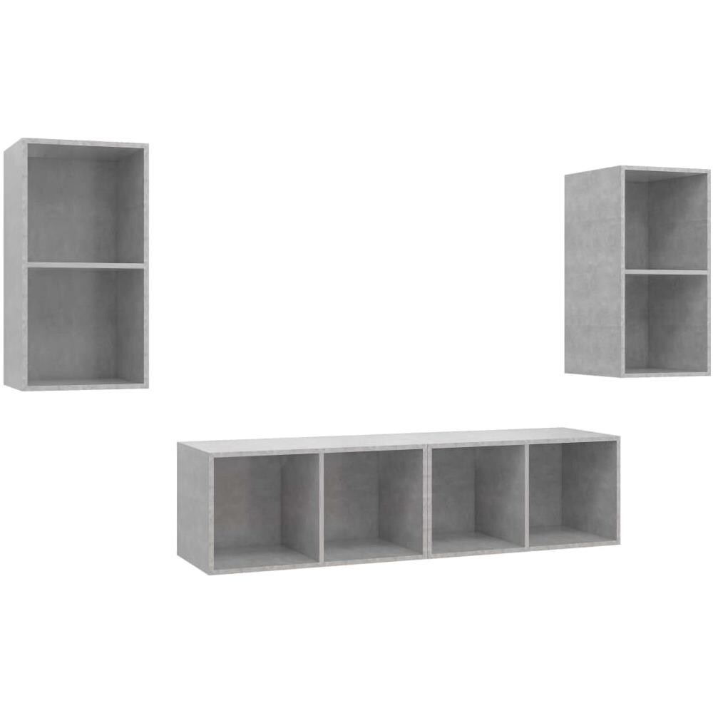 Mobile TV a Parete 4 pz Grigio Cemento in Truciolato - Foto 1