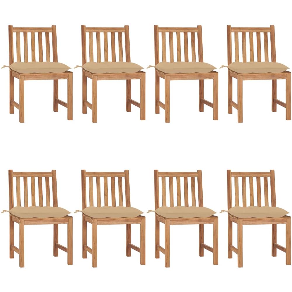 Sedie da Giardino con Cuscini 8 pz in Legno Massello di Teak - Foto 1