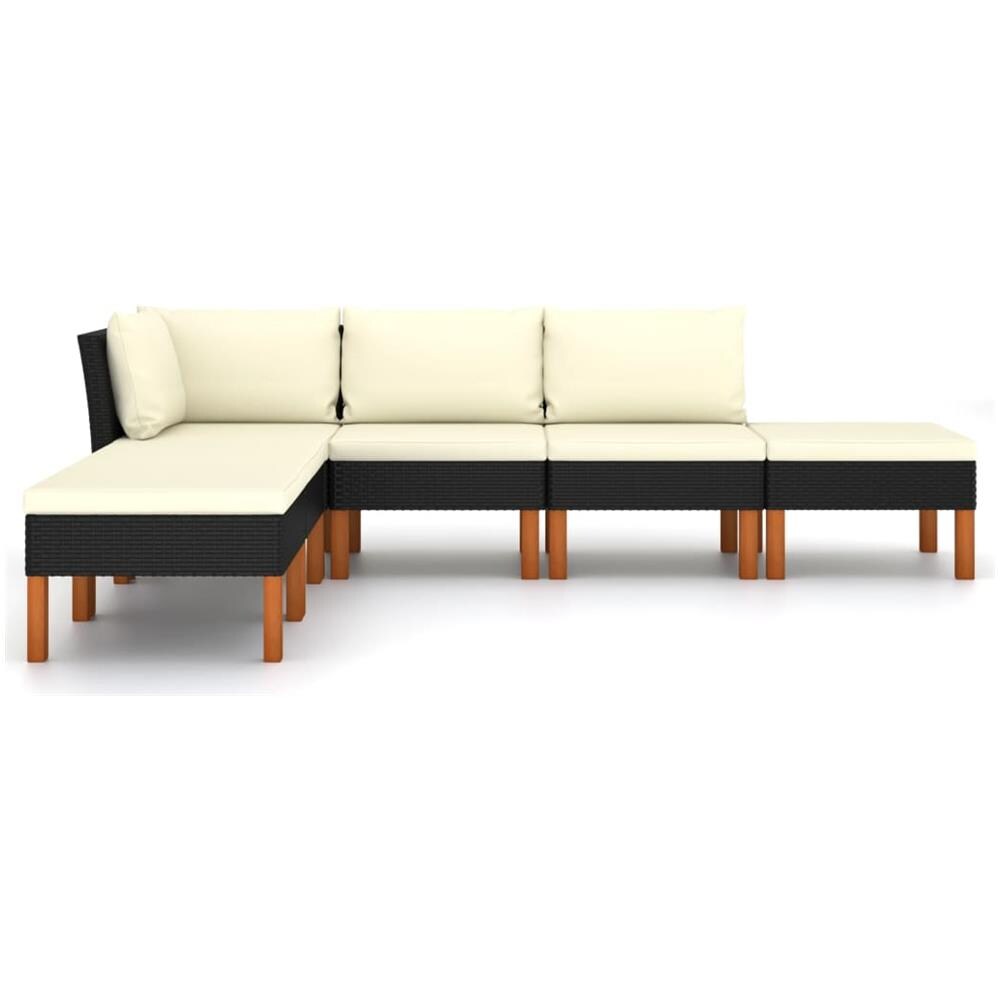 Set Divani da Giardino 6 pz con Cuscini in Polyrattan Nero - Foto 2