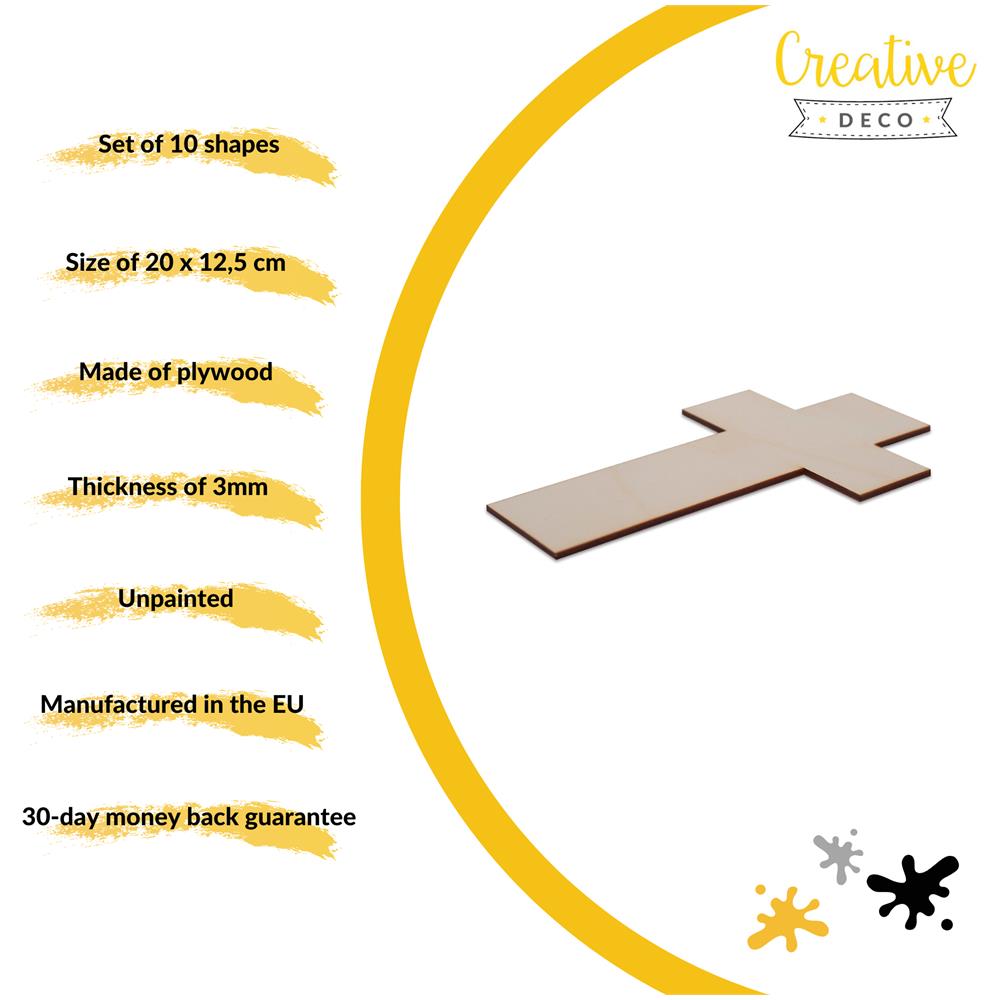 10 X Croce Abbellimenti Forme | Legno Chiaro, Compensato Cutouts | 20 X 12,5 Cm | Non Verniciato In Bianco, Memorial Crocifisso | Perfetto Per Verniciare, Decorare, Decoupage, Un Regalo - Foto 5