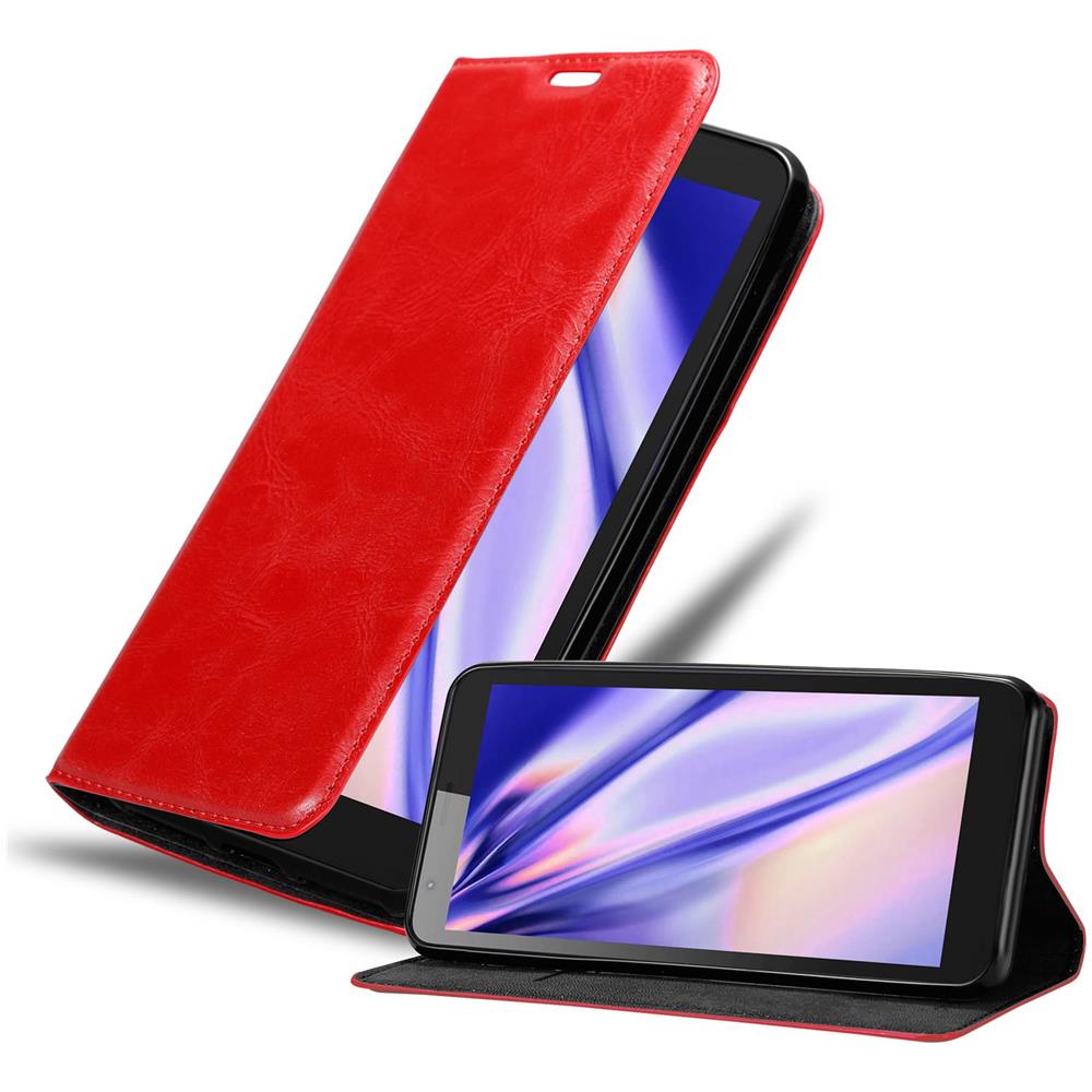Custodia Compatibile Con Zte Blade L8 In Rosso Mela - Coperchio Protettiva Con Chiusura Magnetica, Funzione Stand E Tasca Per Le Carte - Foto 1