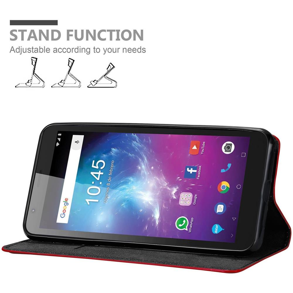 Custodia Compatibile Con Zte Blade L8 In Rosso Mela - Coperchio Protettiva Con Chiusura Magnetica, Funzione Stand E Tasca Per Le Carte - Foto 2