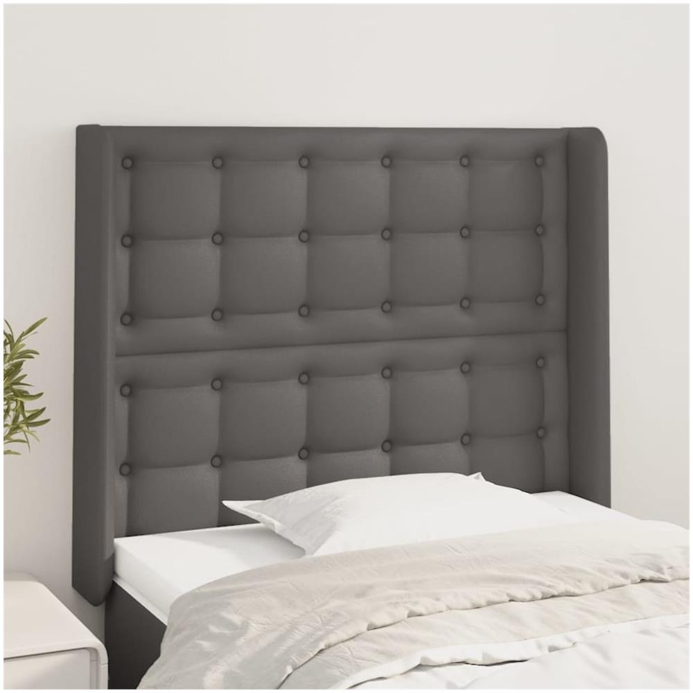 Testiera Ad Orecchio Grigio 93x16x118/128 Cm In Similpelle - Foto 1