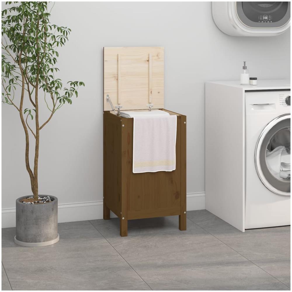 Contenitore Per Bucato Miele 44x44x76 Cm Legno Massello Pino - Foto 1