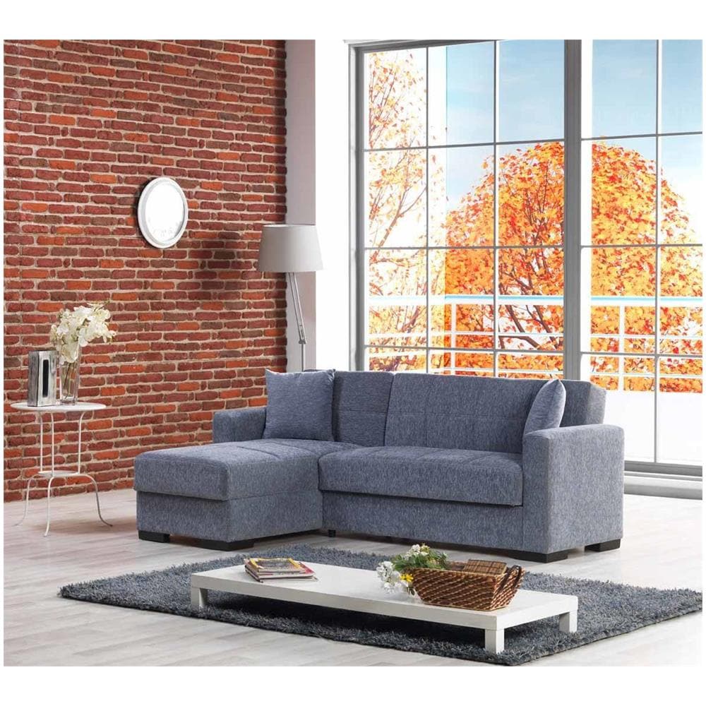 Divano Letto Fernando, Divano Letto Ad Angolo Con Penisola Reversibile, Sofà Contenitore Da Soggiorno Con Chaislongue E 2 Cuscini, 230x150h81 Cm, Grigio - Foto 1