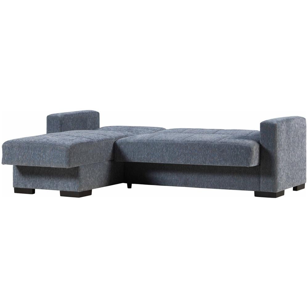 Divano Letto Fernando, Divano Letto Ad Angolo Con Penisola Reversibile, Sofà Contenitore Da Soggiorno Con Chaislongue E 2 Cuscini, 230x150h81 Cm, Grigio - Foto 4