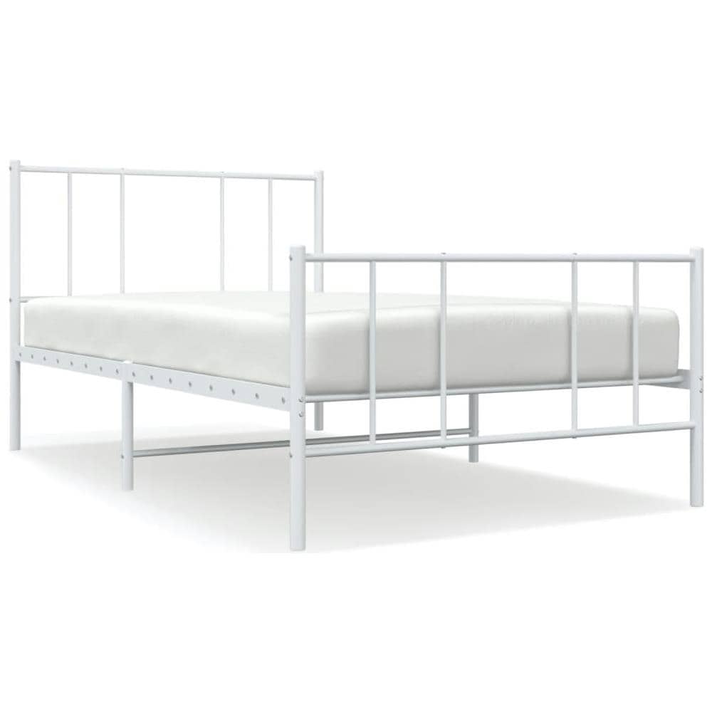 Giroletto Con Testiera E Pediera Metallo Bianco 90x190 Cm - Foto 2