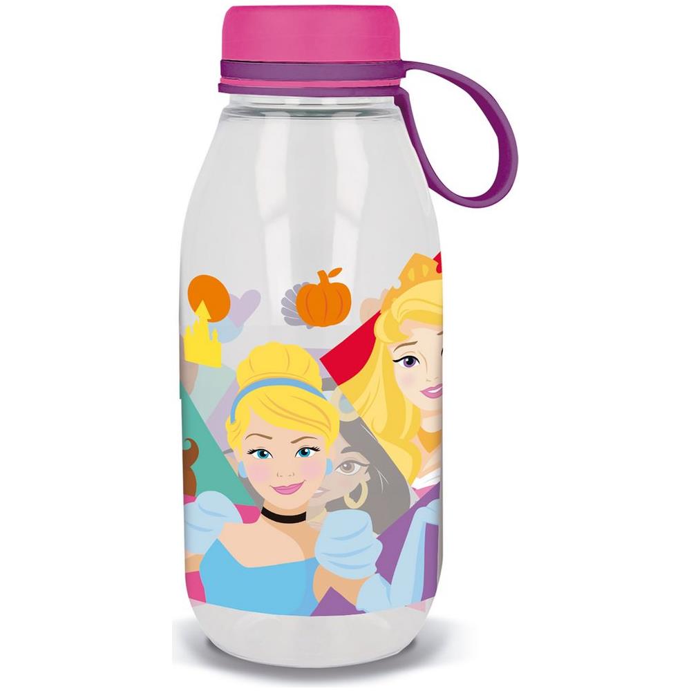 Disney Borraccia Ecozen Trasparente Per Bambine In Tritan Principesse Cenerentola Bella Addormentata Belle Jasmine 460 Ml Con Cappuccio E Manico In Silicone - Foto 1