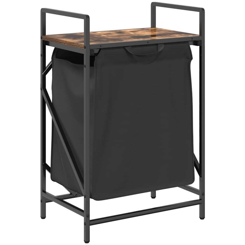 Cesto per la Biancheria 1 Scomparto con Ripiano Rovere Fumo - Foto 1