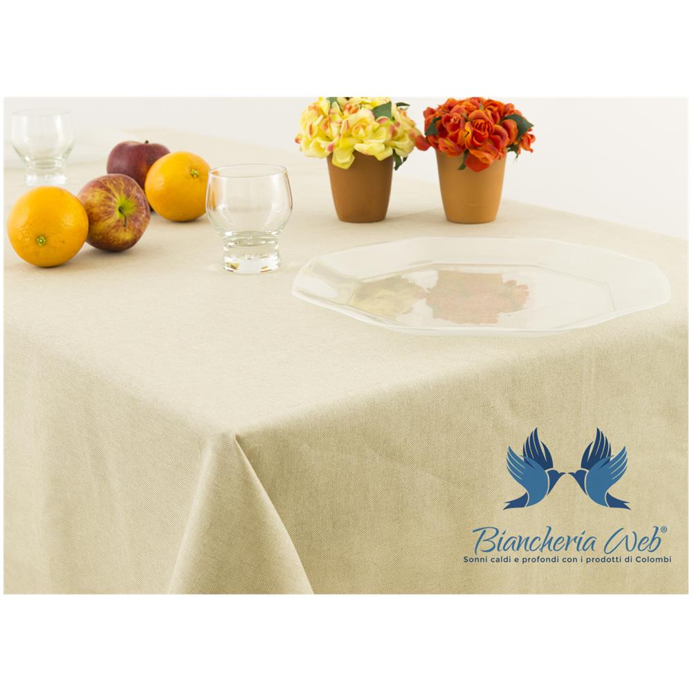 Tovaglia Miros In Tinta Unita 140x140 Beige - Foto 1
