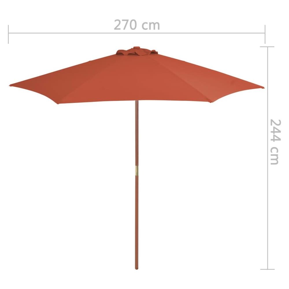 Ombrellone Da Esterni Con Palo In Legno 270 Cm Terracotta - Foto 6